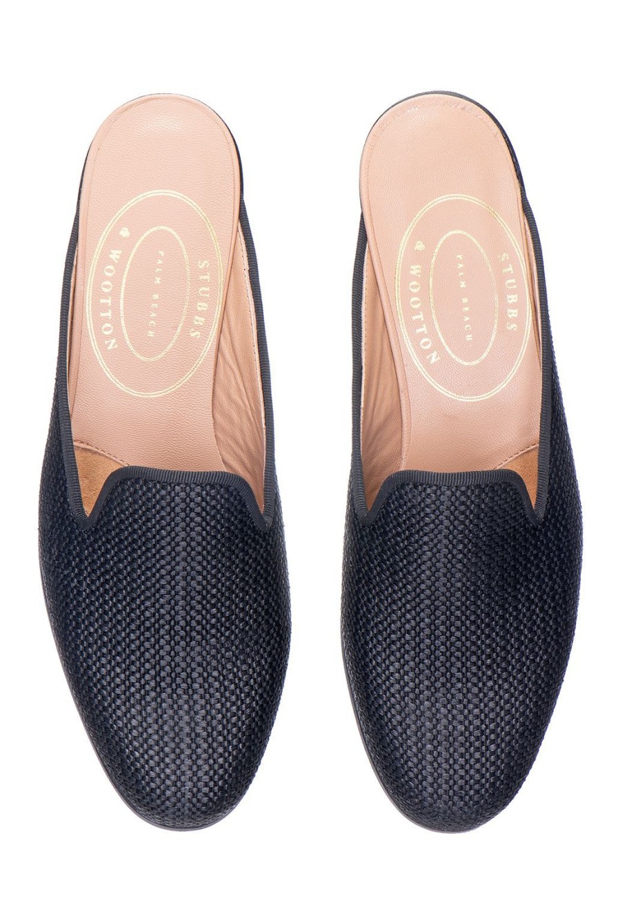 Women Stubbs and Wootton | Raffia Black Mule (Women)