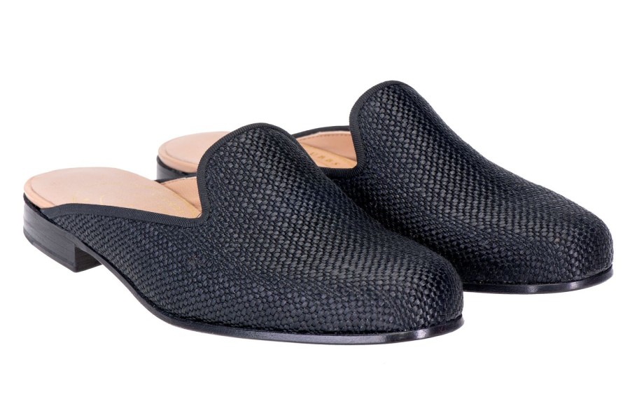 Women Stubbs and Wootton | Raffia Black Mule (Women)