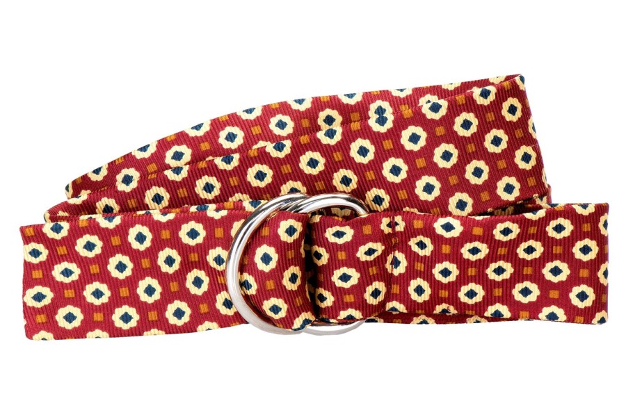 Accessories Stubbs and Wootton | Medallion Cranberry Silk Belt